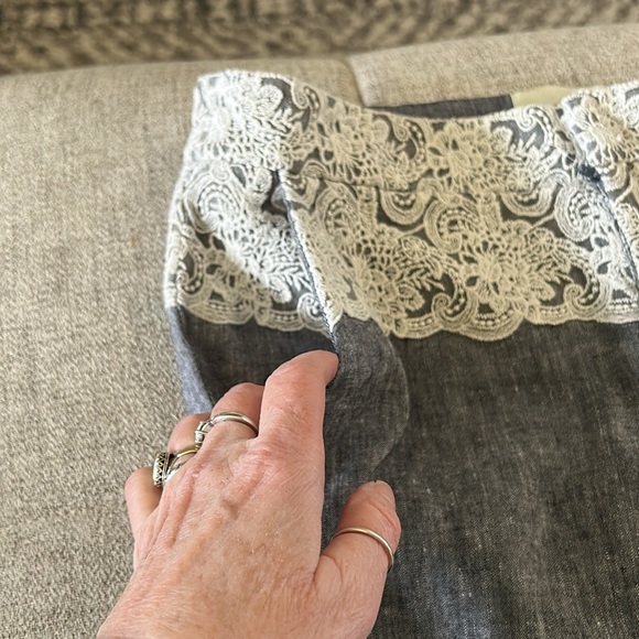 ANTHROPOLOGIE ELEVENSES THE BRIGHTON LINEN AND LACE WIDE LEG PANTS SIZE 4 - Picture 8 of 12
